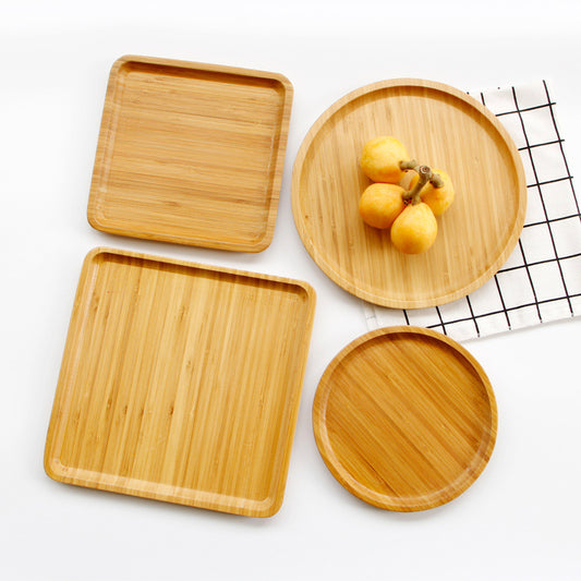 Bamboo square round tray dinner plate
