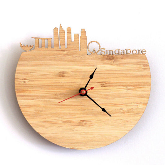 Singapore bamboo wall clock