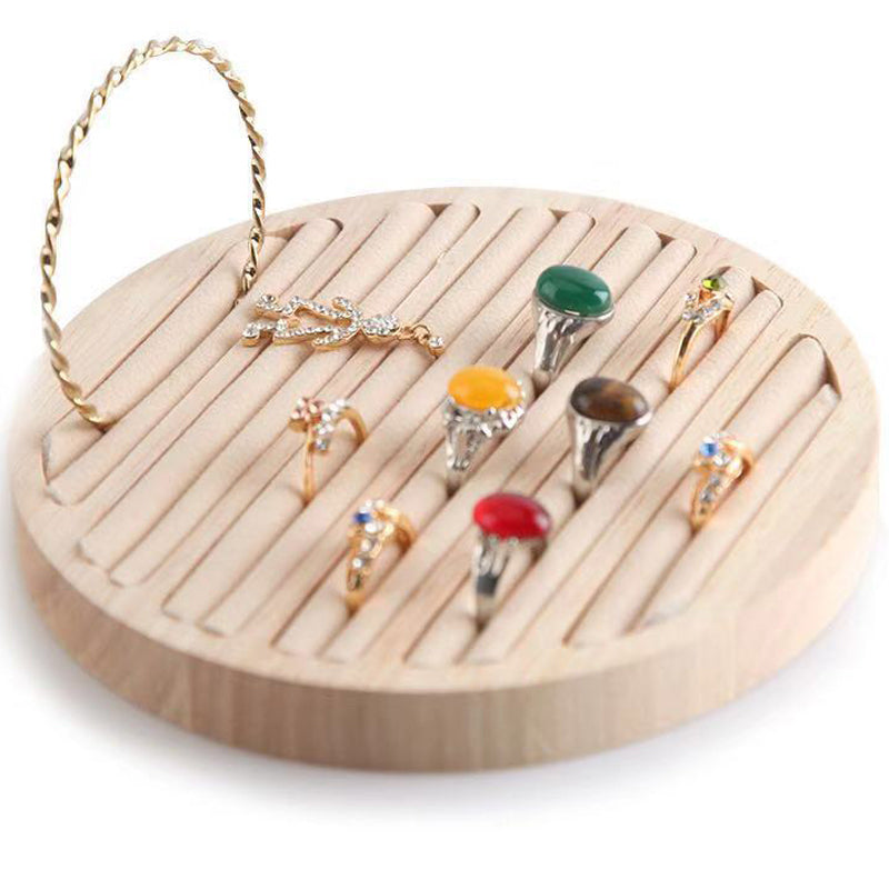Bamboo And Wood Jewelry Ring Tray Display Props