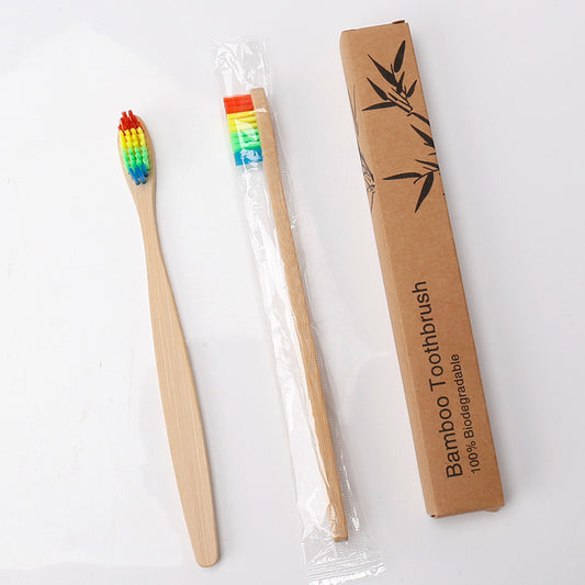 Natural rainbow bamboo toothbrush