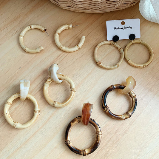 Women's Large Circle Bamboo Earrings