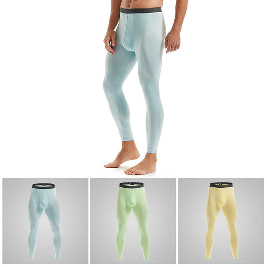 Men's Bamboo Fiber Solid Color Slim Bottoming Pants