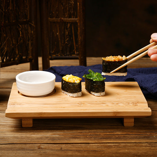 Bamboo wood sushi plate