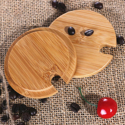 Coaster round wooden bamboo lid