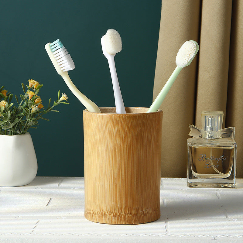 Nordic Creative Natural Bamboo Wood Hollow Toothbrush Cup