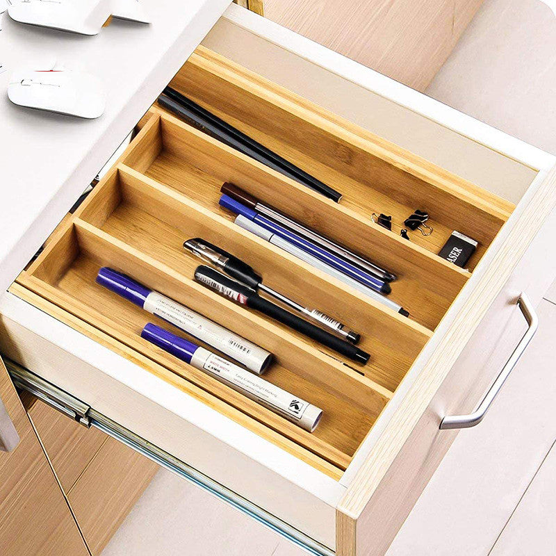 Bamboo retractable knife box drawer
