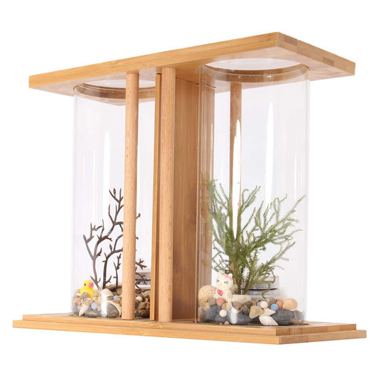 Bamboo wood ecological desktop mini fish tank