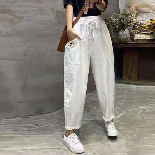 Cotton And Linen Pants Washed Wind Bamboo Linen Casual
