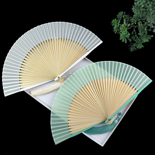Bamboo Fan With Silk Baking Varnish