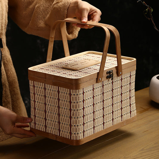 Bamboo Woven Retro Simple Shopping Basket
