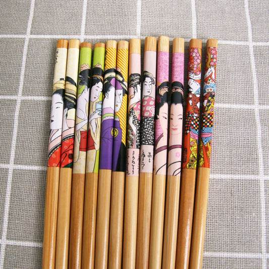 Lady Printed Bamboo Chopsticks